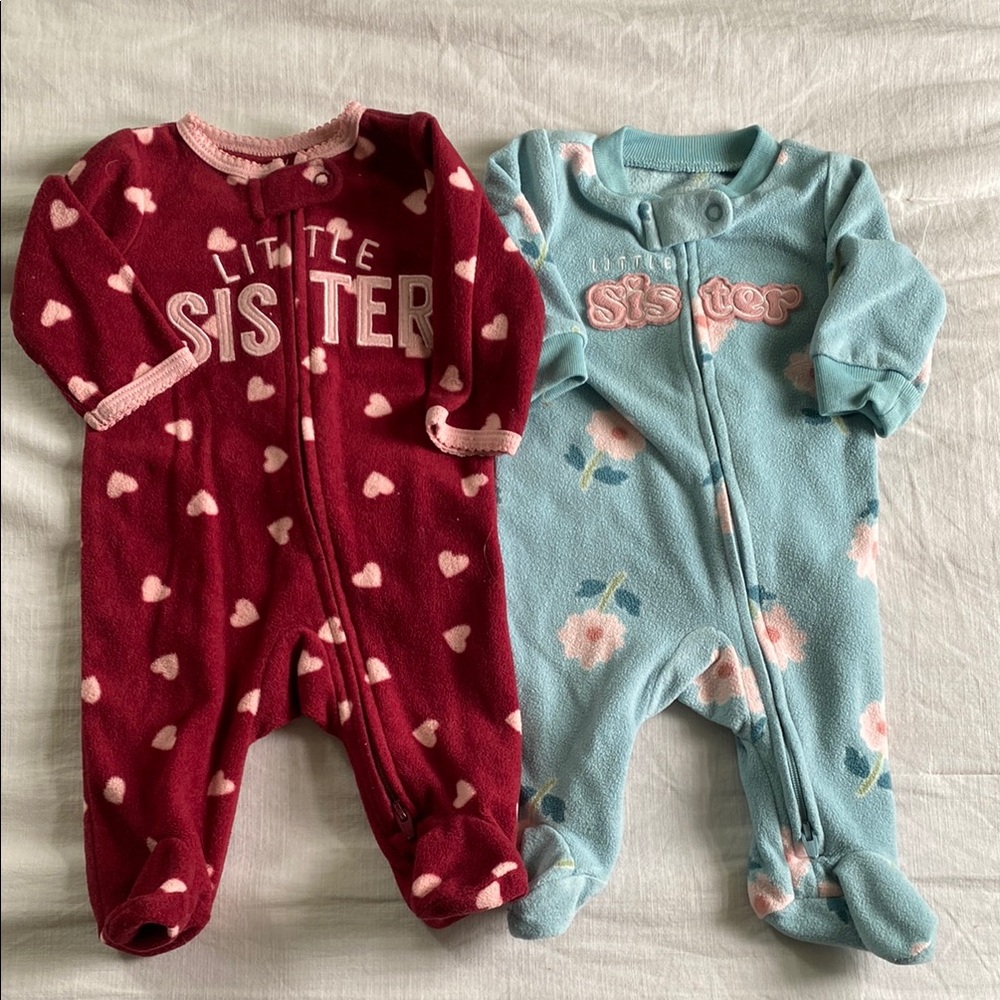 Carter's Red and Blue Footies Cozy One Pieces
